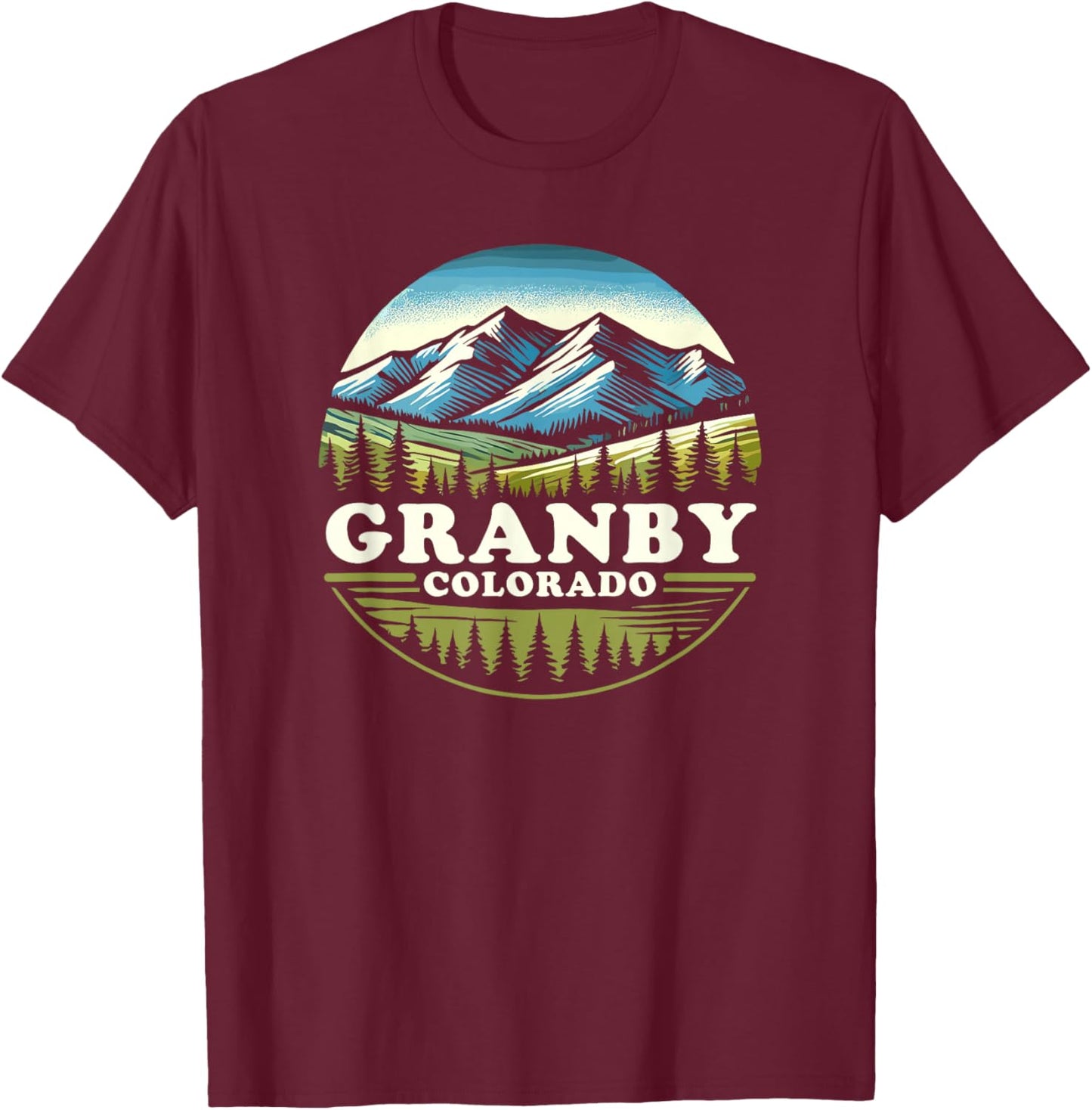 Granby CO Mountain Outdoor, Granby Colorado, Granby T-Shirt - T-Shirt | Maroon