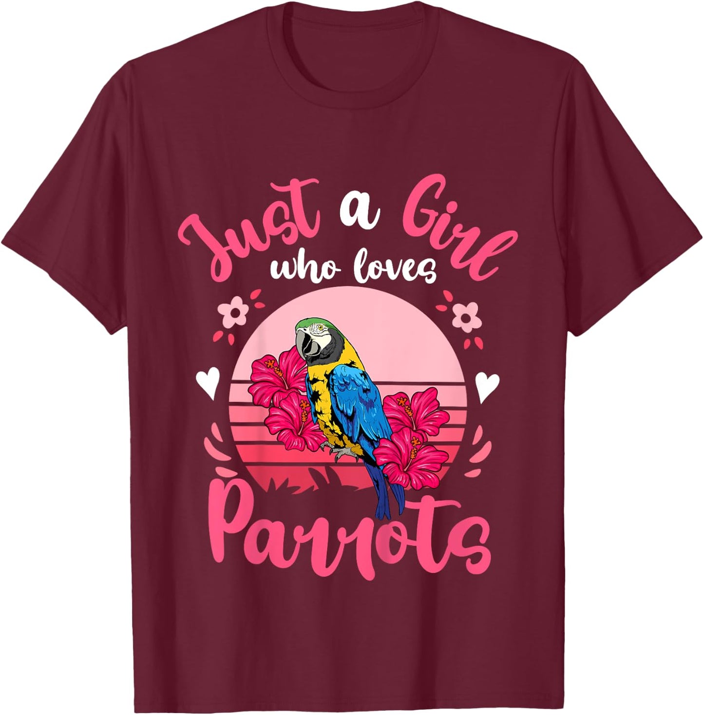 Kids Parrot Just a Girl Who Loves Parrots T-Shirt - T-Shirt | Maroon
