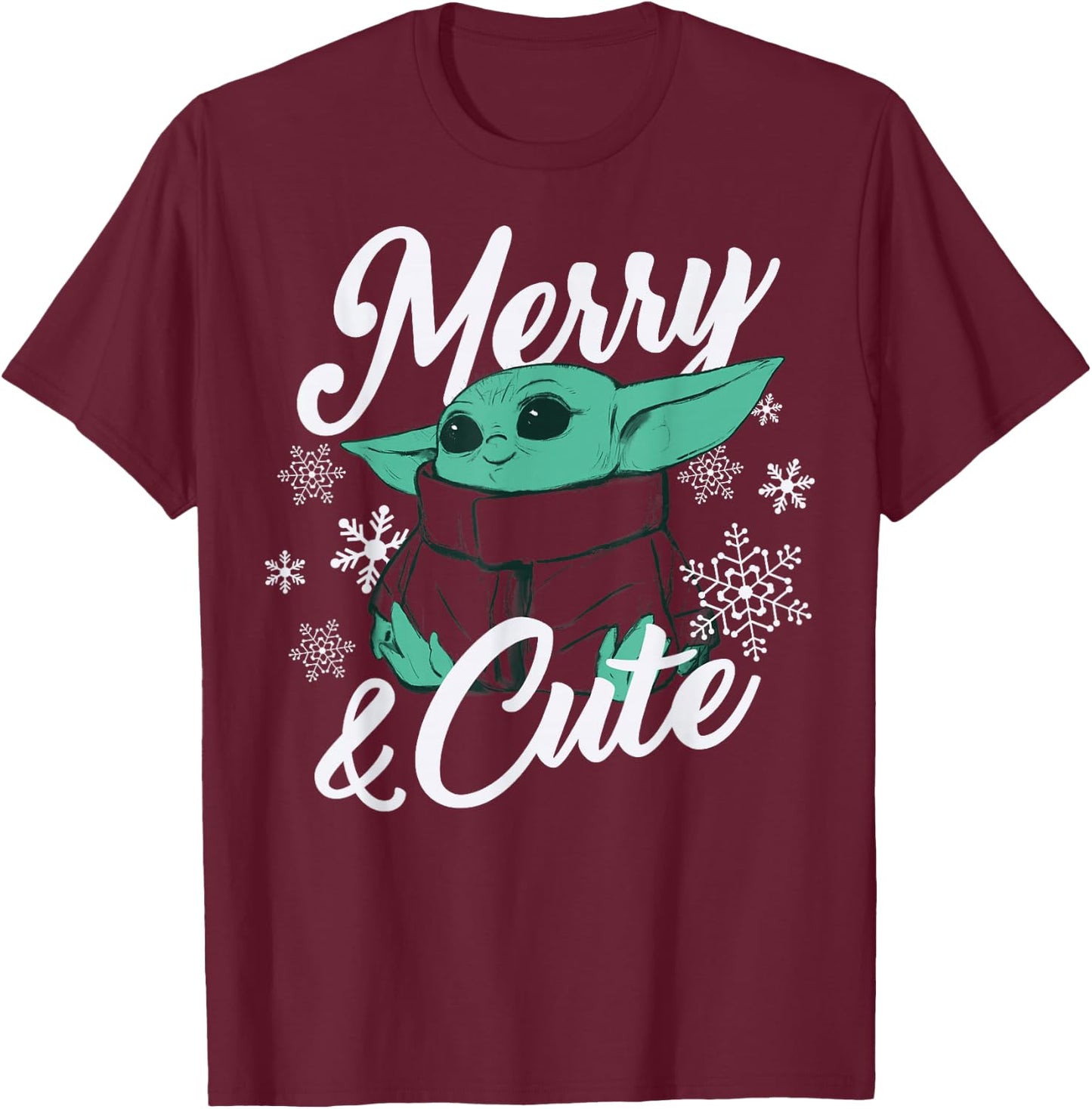 Star Wars The Mandalorian Christmas The Child Merry & Cute T-Shirt - T-Shirt | Maroon