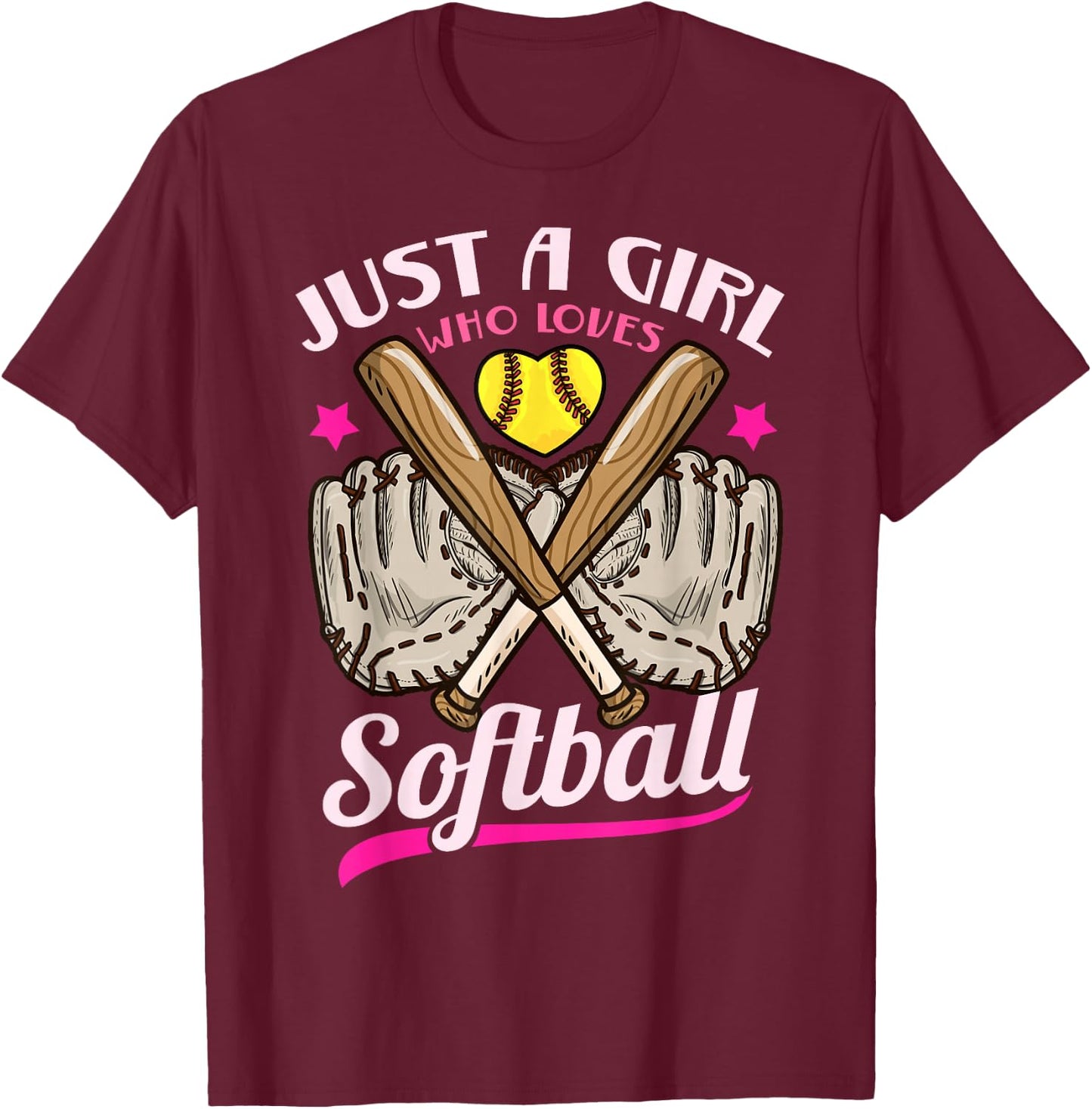 Softball Just a Girl Who Loves Softball Softball Player T-Shirt - T-Shirt | Maroon