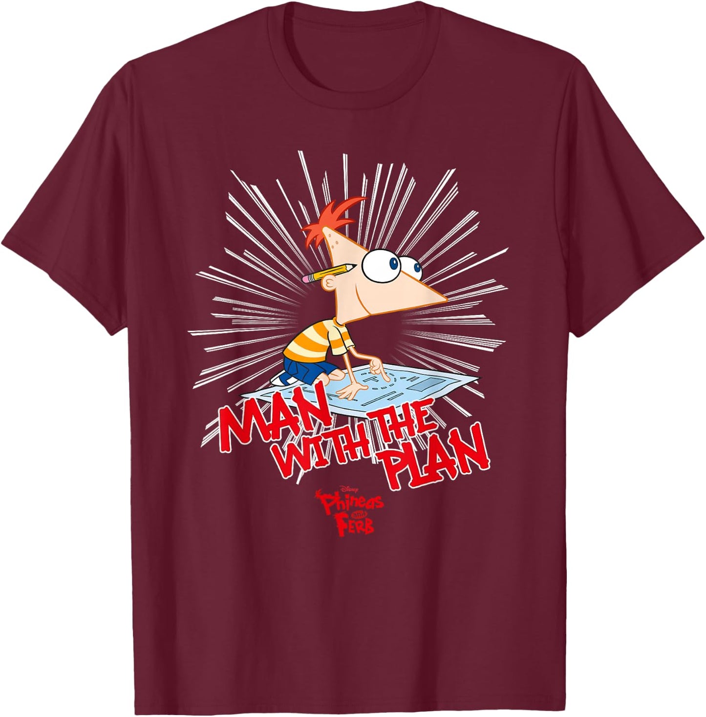 Disney Phineas and Ferb The Plan Man T-Shirt - T-Shirt | Maroon