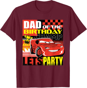 Disney and Pixar’s Cars Dad of the Birthday Champ Party T-Shirt - T-Shirt | Maroon
