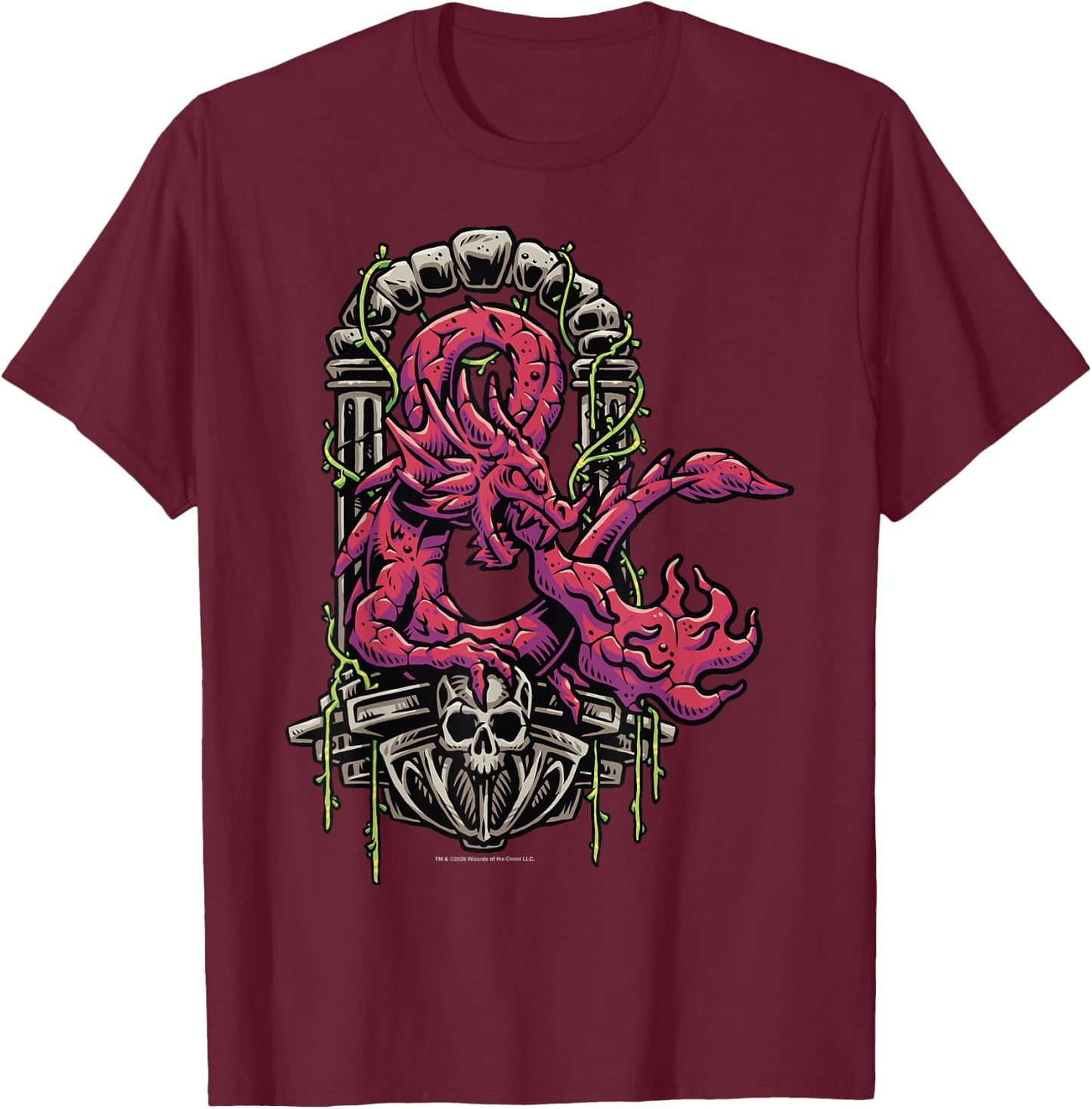 Dungeons & Dragons Altar Dragon Logo T-Shirt - T-Shirt | Maroon