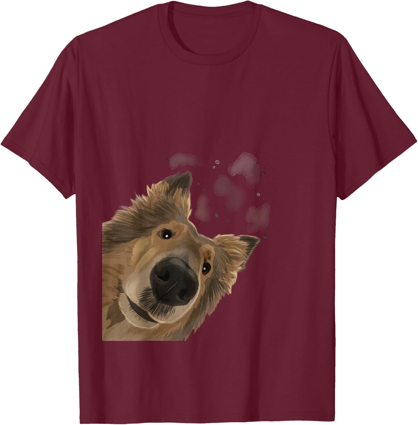 Rough Collie Gifts Funny Curious Dog , Men's Adults, Black, Short Sleeve, Classic Fit, Cotton Polyester, Novelty T-Shirt - T-Shirt | Maroon