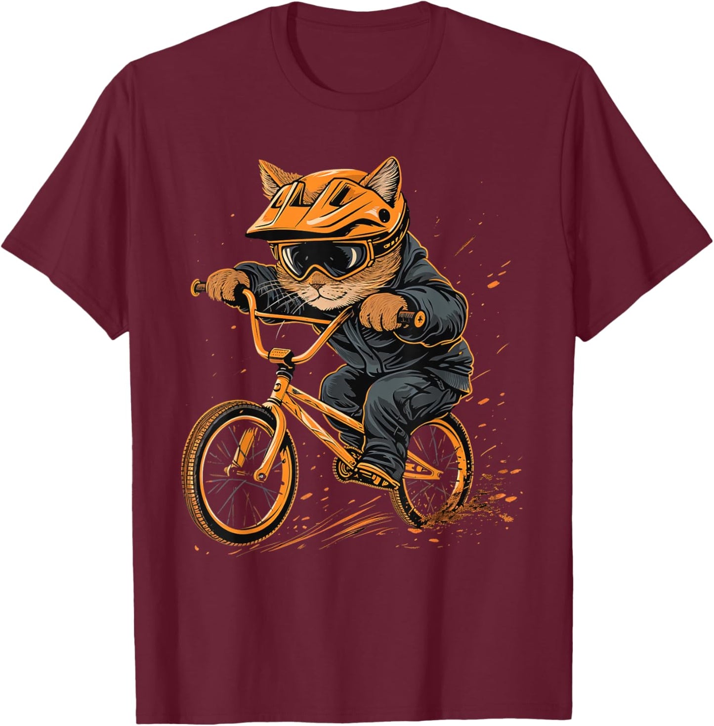 BMX racer Cat on Cycling BMX Racing Women Kids T-Shirt - T-Shirt | Maroon