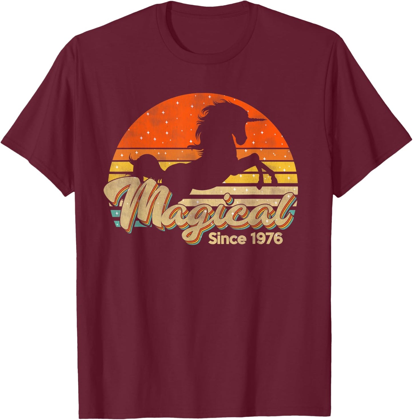 Vintage 44 Birthday Gift Magical Since 1976 Bday Party T-Shirt - T-Shirt | Maroon