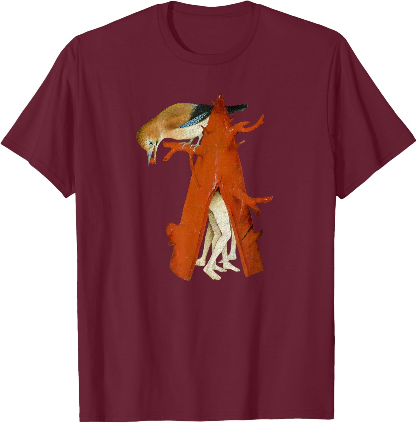 Hieronymus Bosch Bird and Tree Garden of Earthly Delights T-Shirt - T-Shirt | Maroon