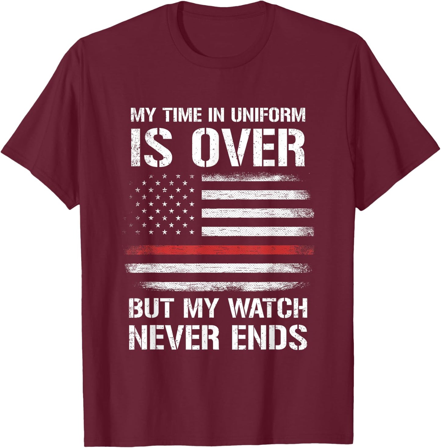 Retired Firefighter Gifts Shirt Thin Red Line T-Shirt - T-Shirt | Maroon