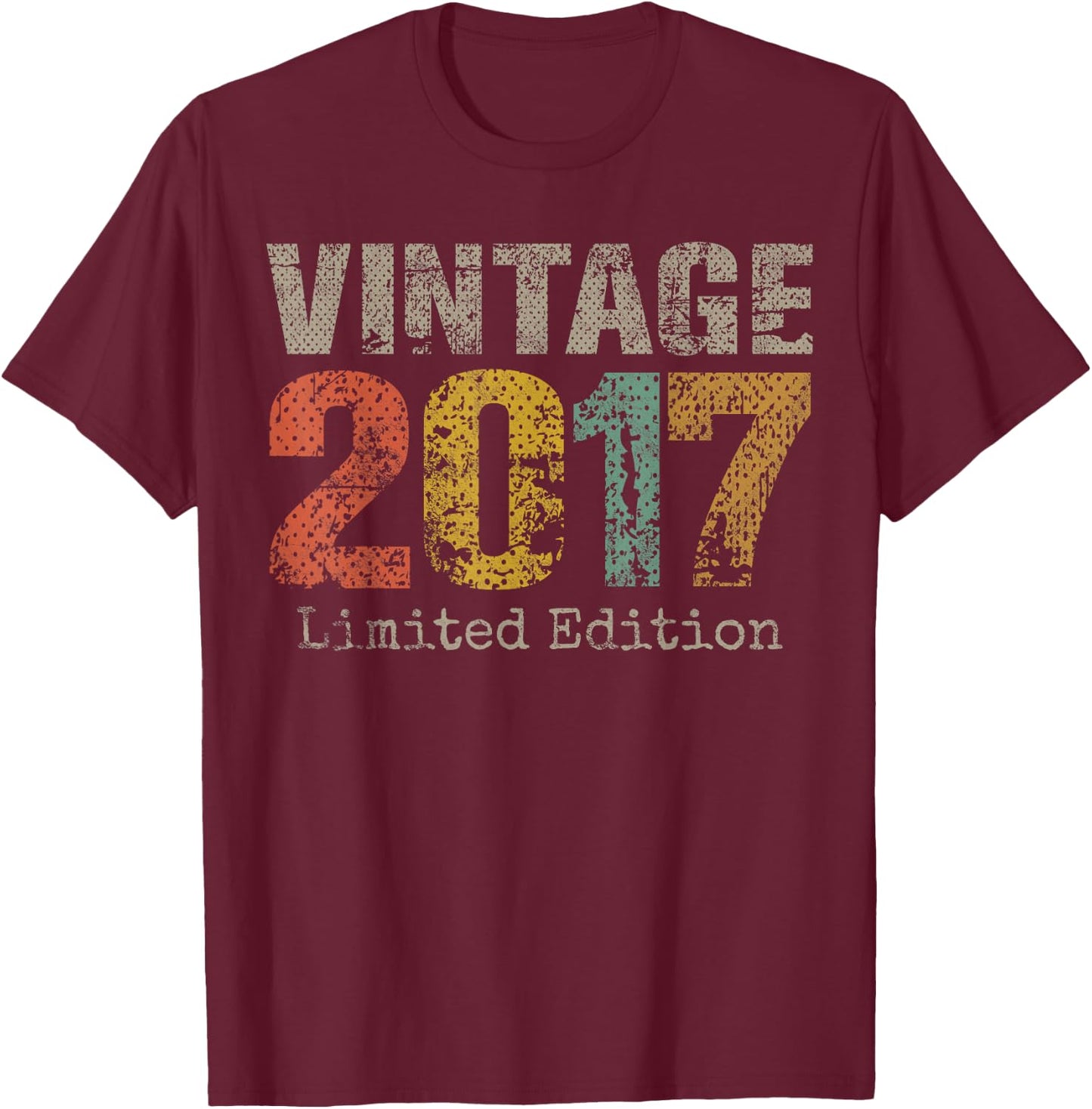 Vintage 2017 Limited Edition 8th Birthday Gifts 8 Year Old T-Shirt - T-Shirt | Maroon