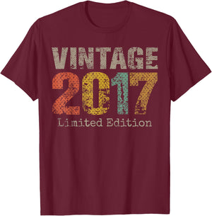 Vintage 2017 Limited Edition 8th Birthday Gifts 8 Year Old T-Shirt - T-Shirt | Maroon