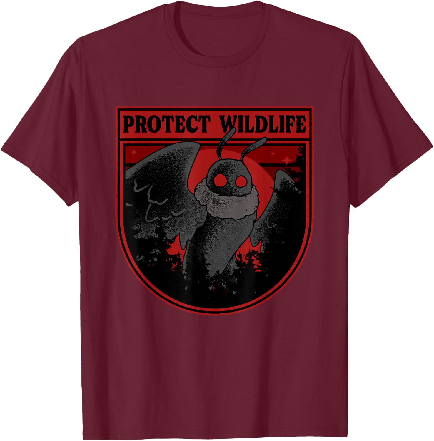 Cryptid Mothman Shirt Protect the Wildlife Cryptozoology T-Shirt - T-Shirt | Maroon