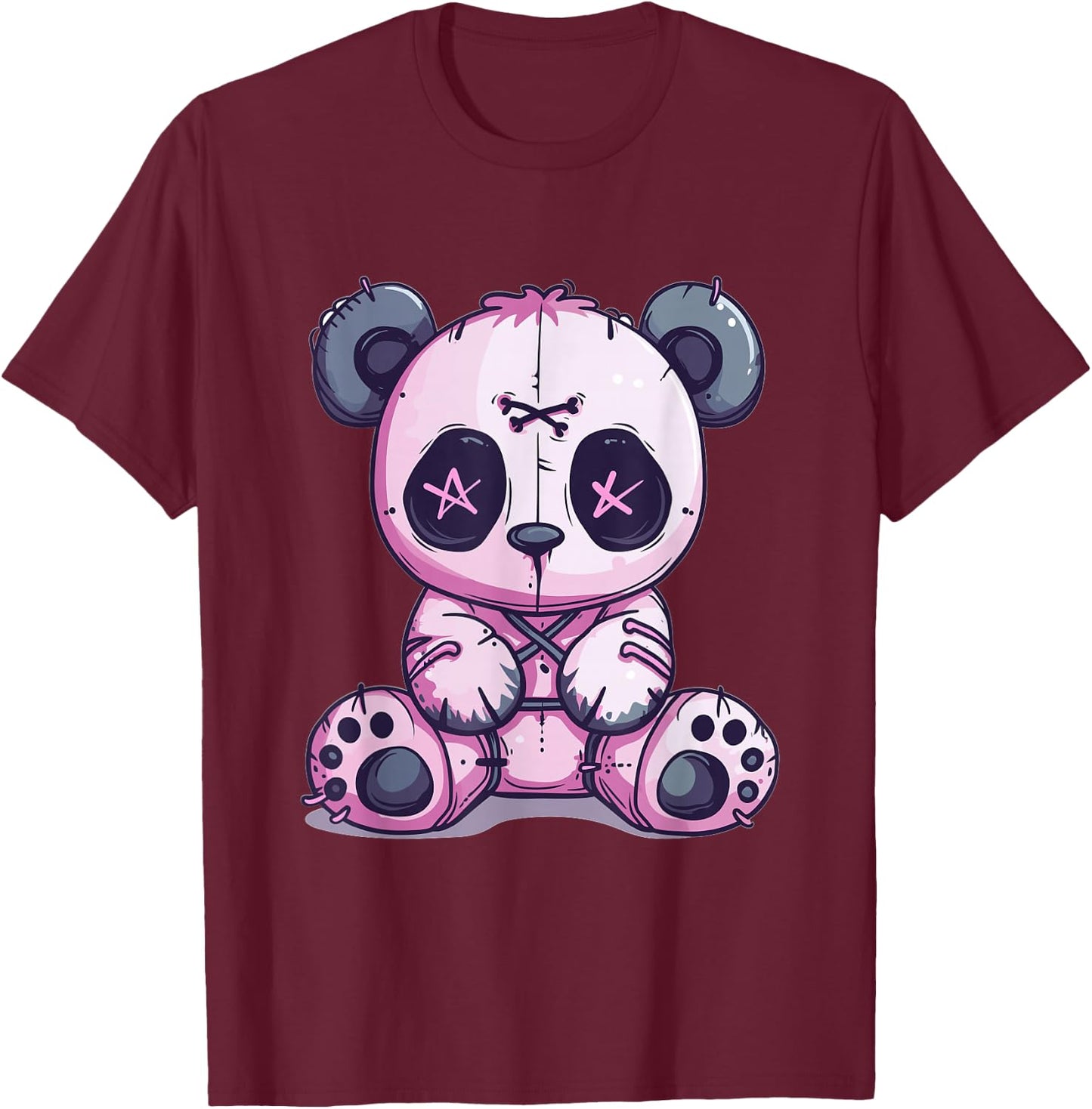 Goth Pastel Cute Creepy Kawaii Panda Voodoo Doll T-Shirt - T-Shirt | Maroon