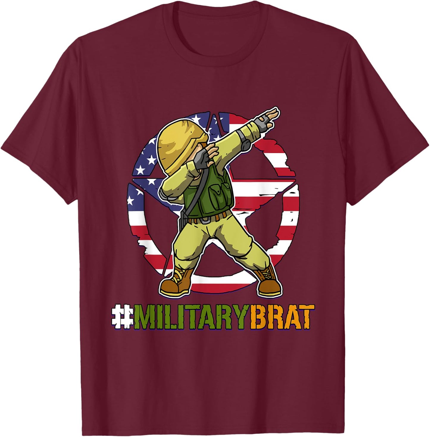 Purple Up Military Brat Dabbing Boys Military Child Month T-Shirt - T-Shirt | Maroon