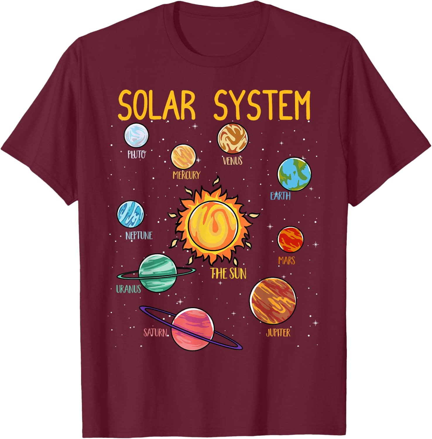Solar System Planets Science Space Boys Girls STEM Kids T-Shirt - T-Shirt | Maroon