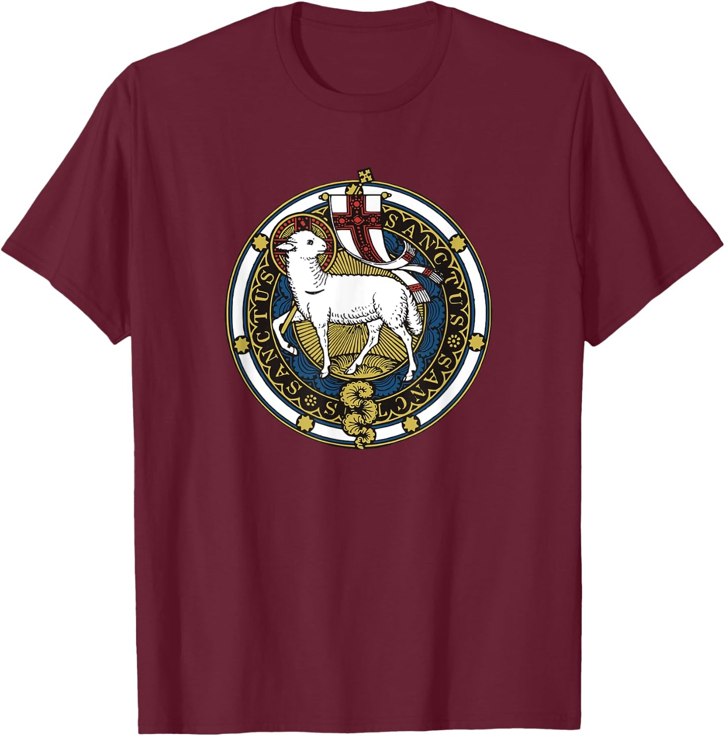 Agnus Dei Lamb of God Catholic T-Shirt - T-Shirt | Maroon