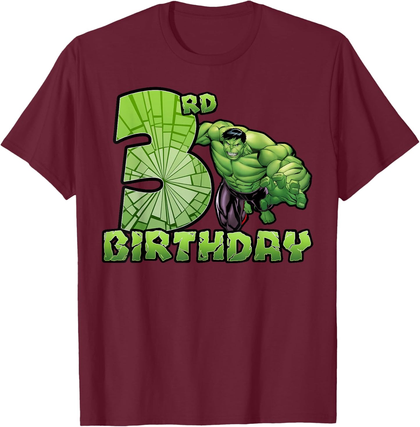 Marvel Avengers Hulk Smash 3rd Birthday T-Shirt - T-Shirt | Maroon