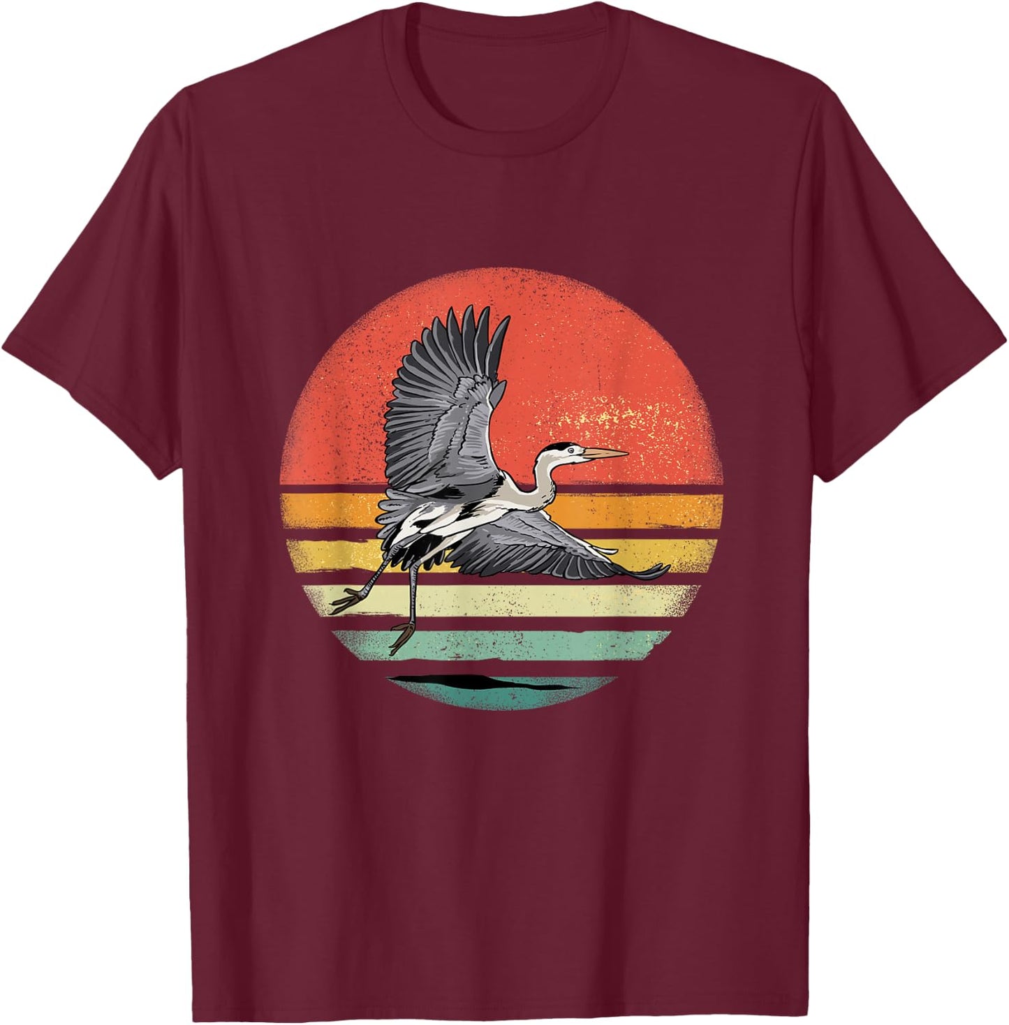 Retro Vintage Heron Lover Nature Heron Bird Watcher T-Shirt - T-Shirt | Maroon