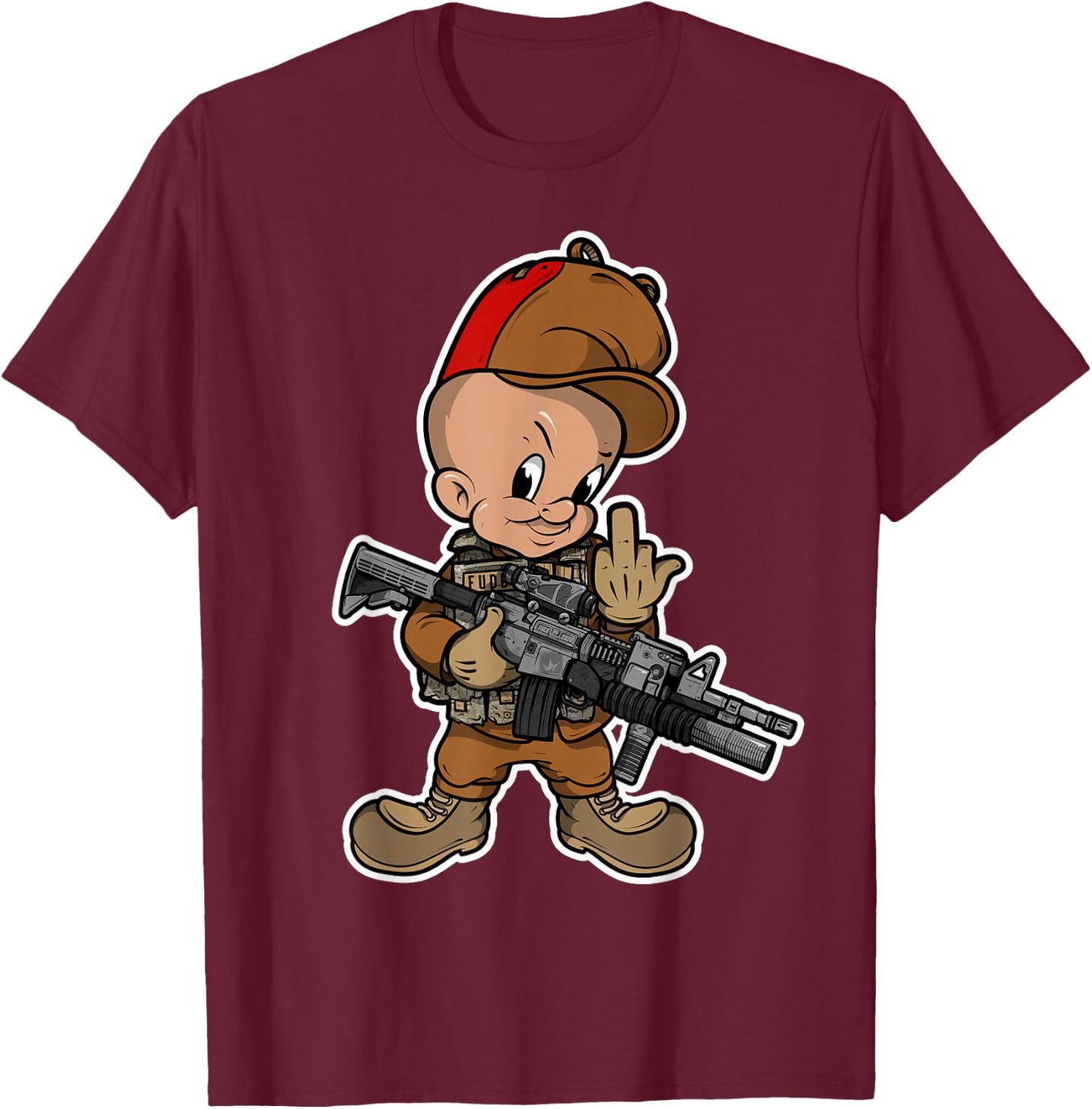 2A Fudd 2020 Elmer Illustration T-Shirt - T-Shirt | Maroon