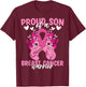 Proud Son Of A Breast Cancer Awareness Warrior Ribbon Mom T-Shirt - T-Shirt | Maroon