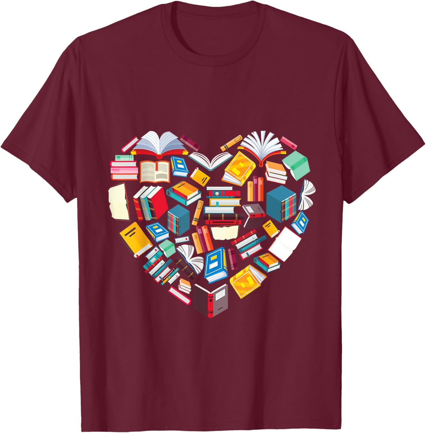 Book Lover Heart Shape Reading Club Librarian Library Gifts T-Shirt - T-Shirt | Maroon