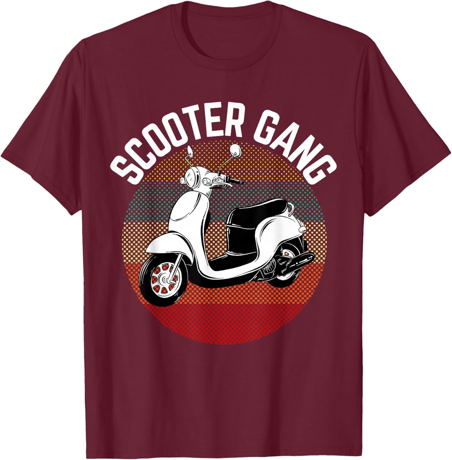 Scooter Gang Retro Vintage Moped Motorcycle Gear 2 Wheeler T-Shirt - T-Shirt | Maroon