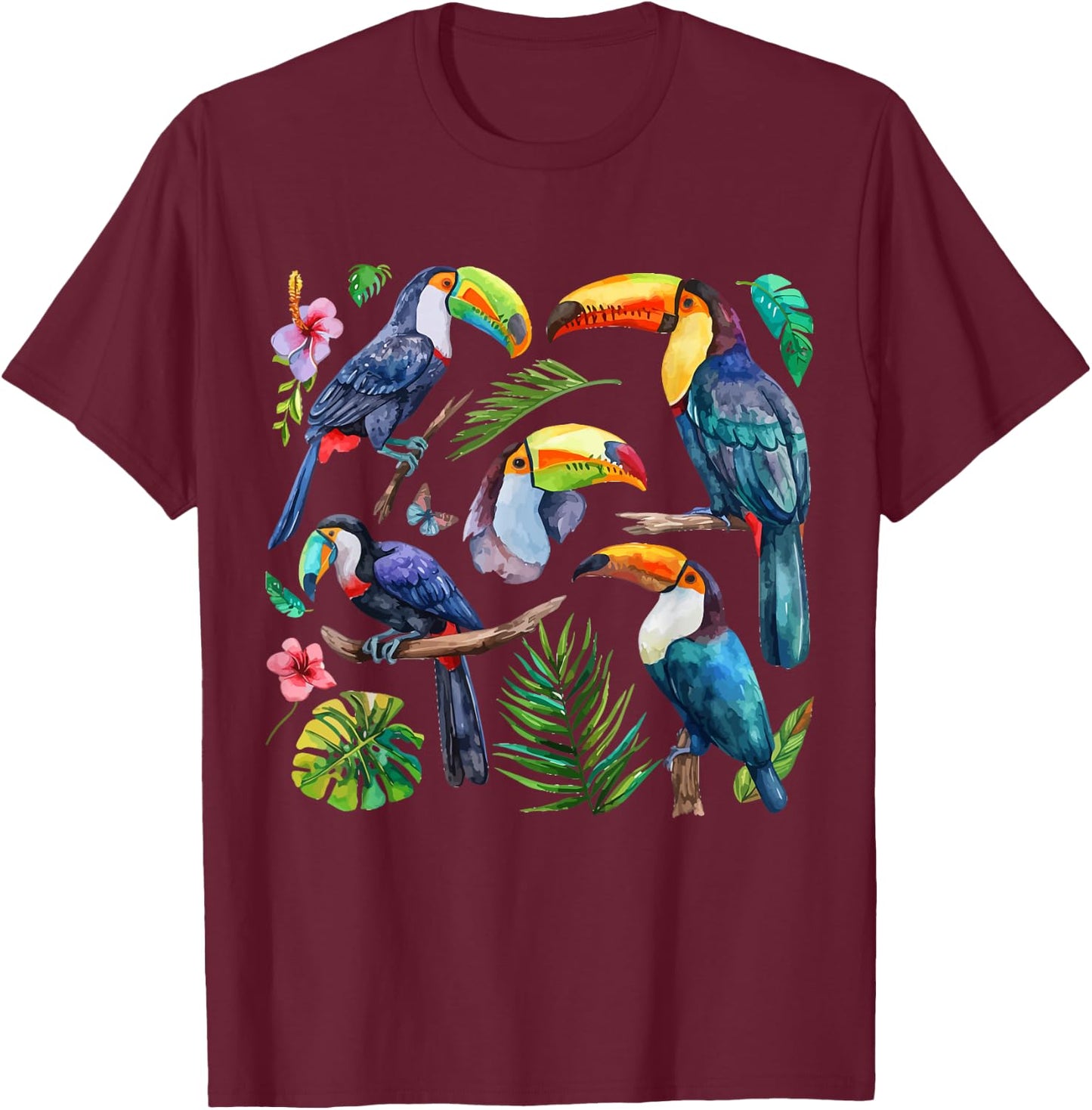 Toucan Watercolour T-Shirt - T-Shirt | Maroon