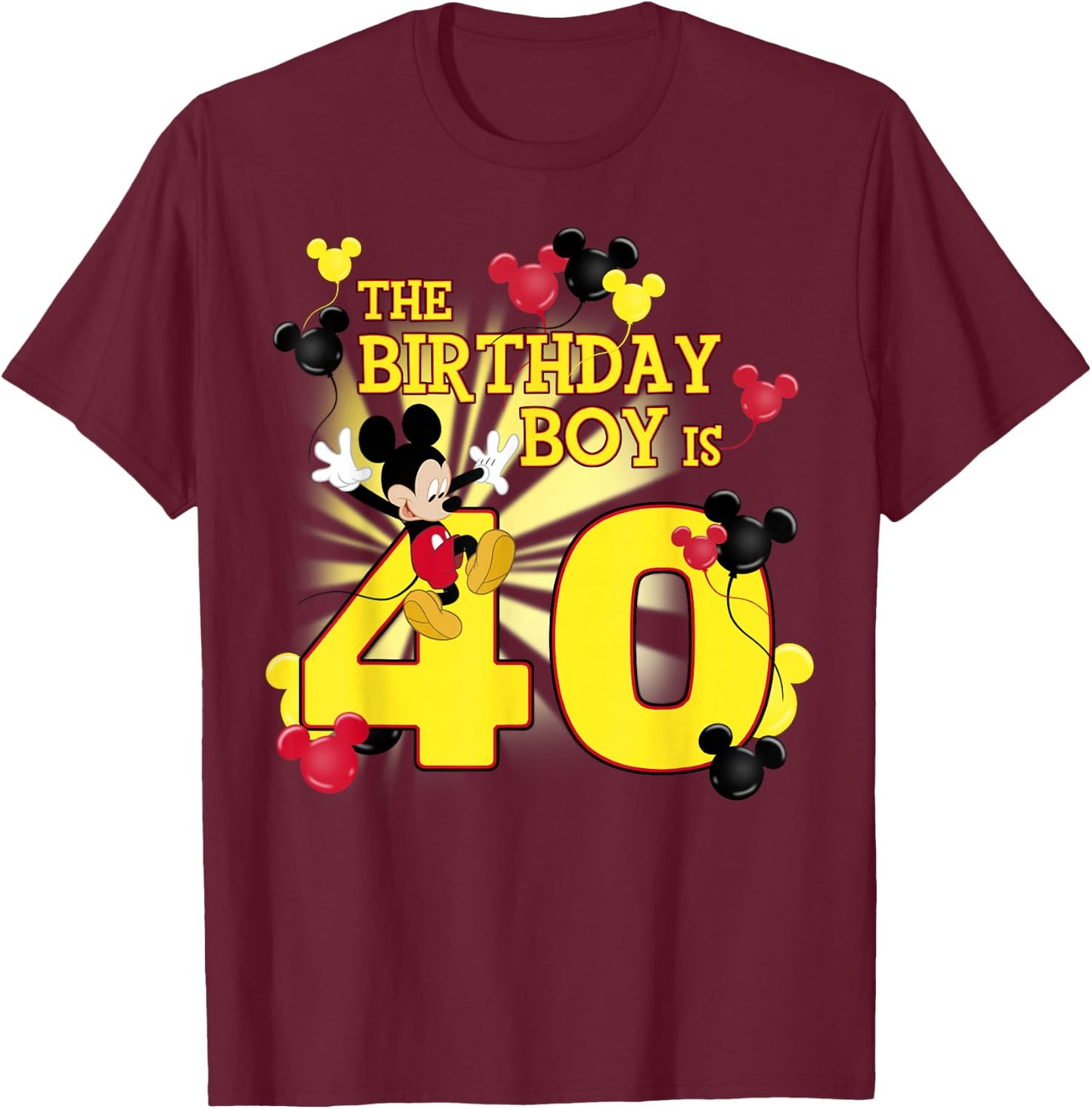 Disney Mickey and Friends Mickey 40th Birthday Boy T-Shirt - T-Shirt | Maroon