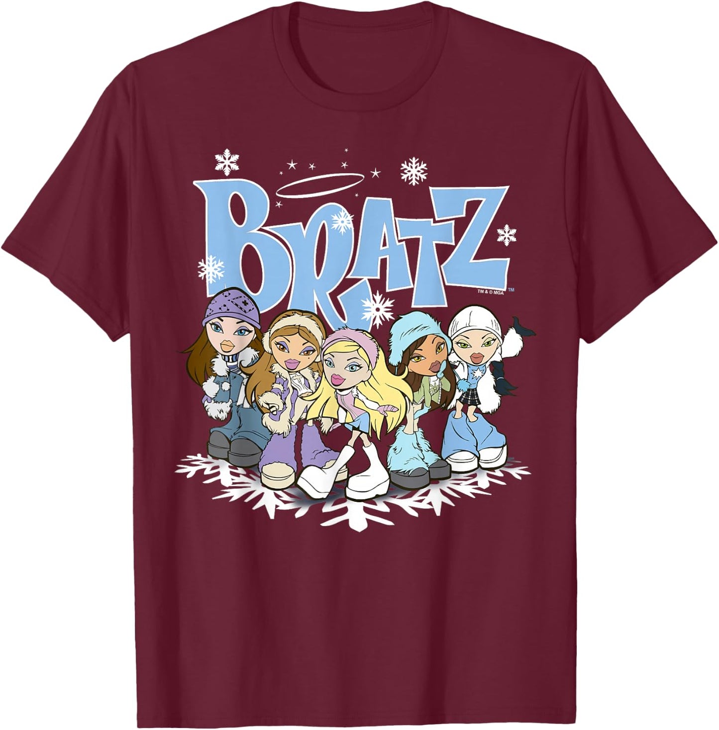 Bratz Winter Wonderland Group Shot T-Shirt - T-Shirt | Maroon