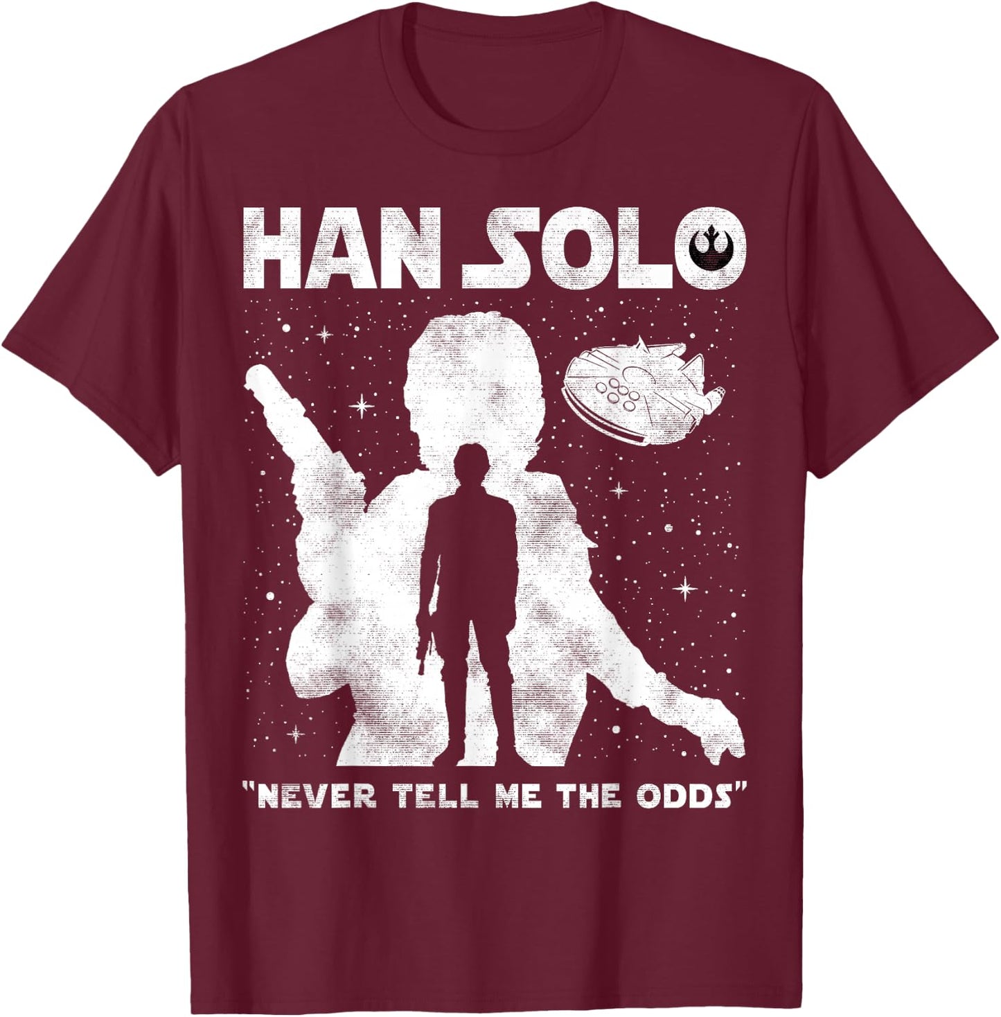 Star Wars Han Solo Never Tell Me The Odds Silhouette T-Shirt - T-Shirt | Maroon