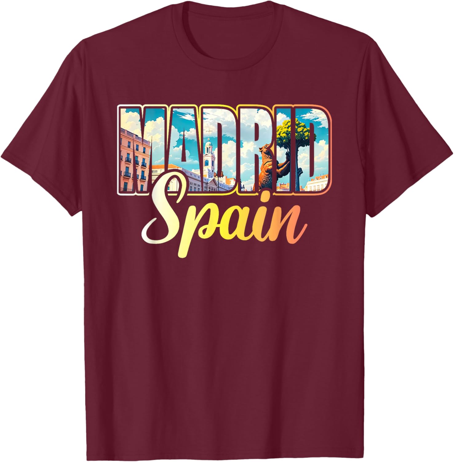 Madrid Spain Espana Town Spain City Madrid T-Shirt - T-Shirt | Maroon