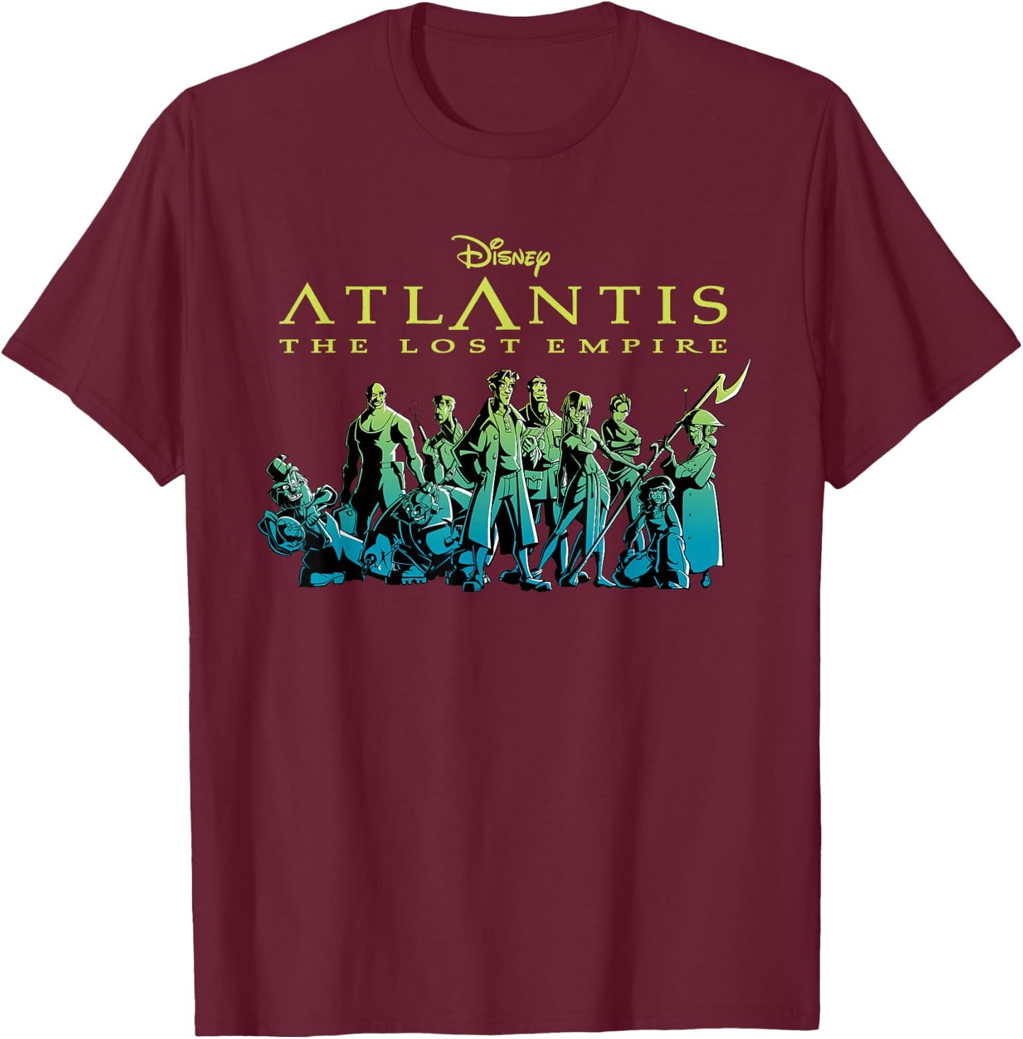 Disney Atlantis The Lost Empire Characters Gradient T-Shirt - T-Shirt | Maroon