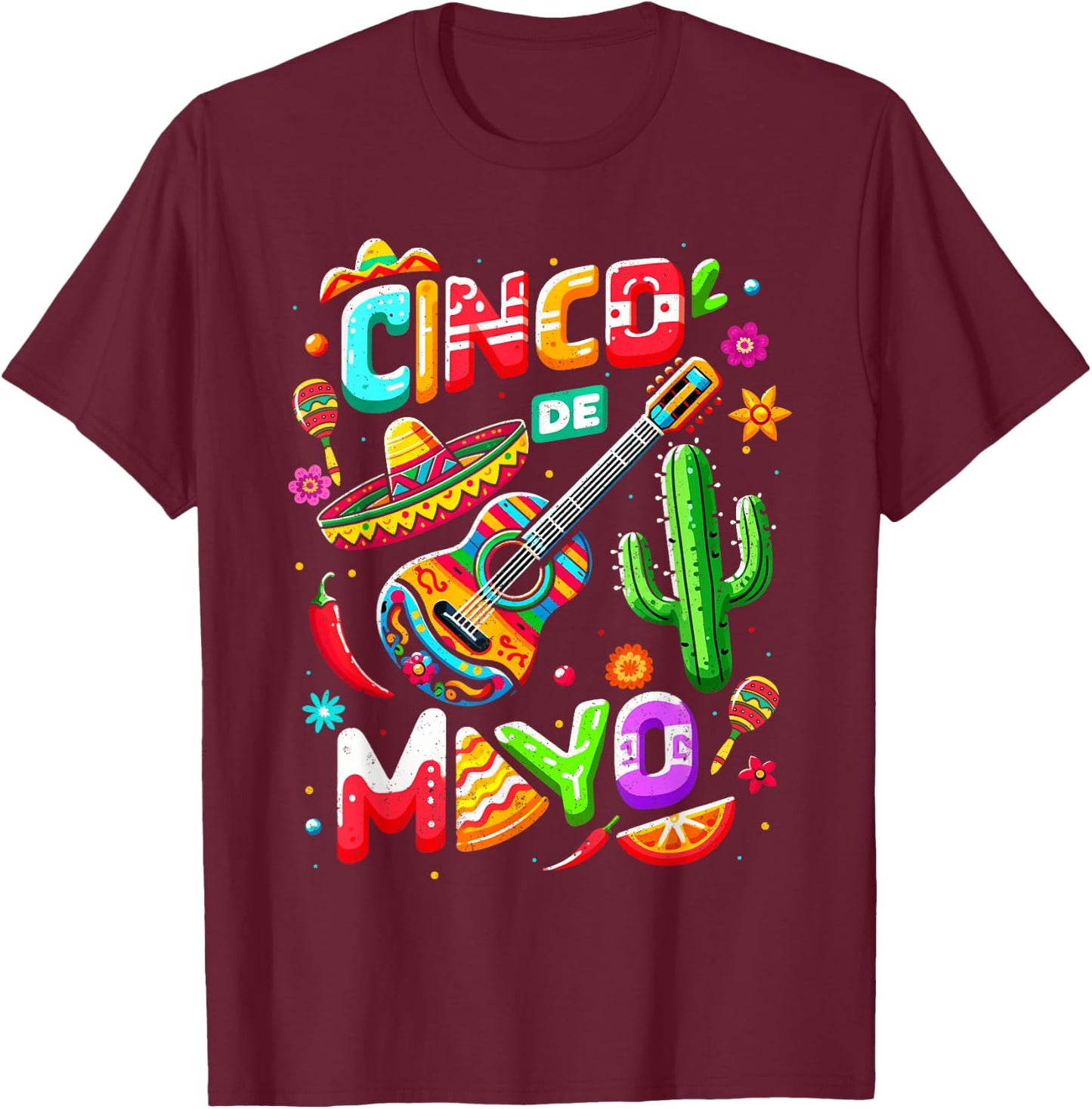 Cinco De Mayo Mexican Fiesta 5 De Mayo Party Family Fiesta T-Shirt - T-Shirt | Maroon