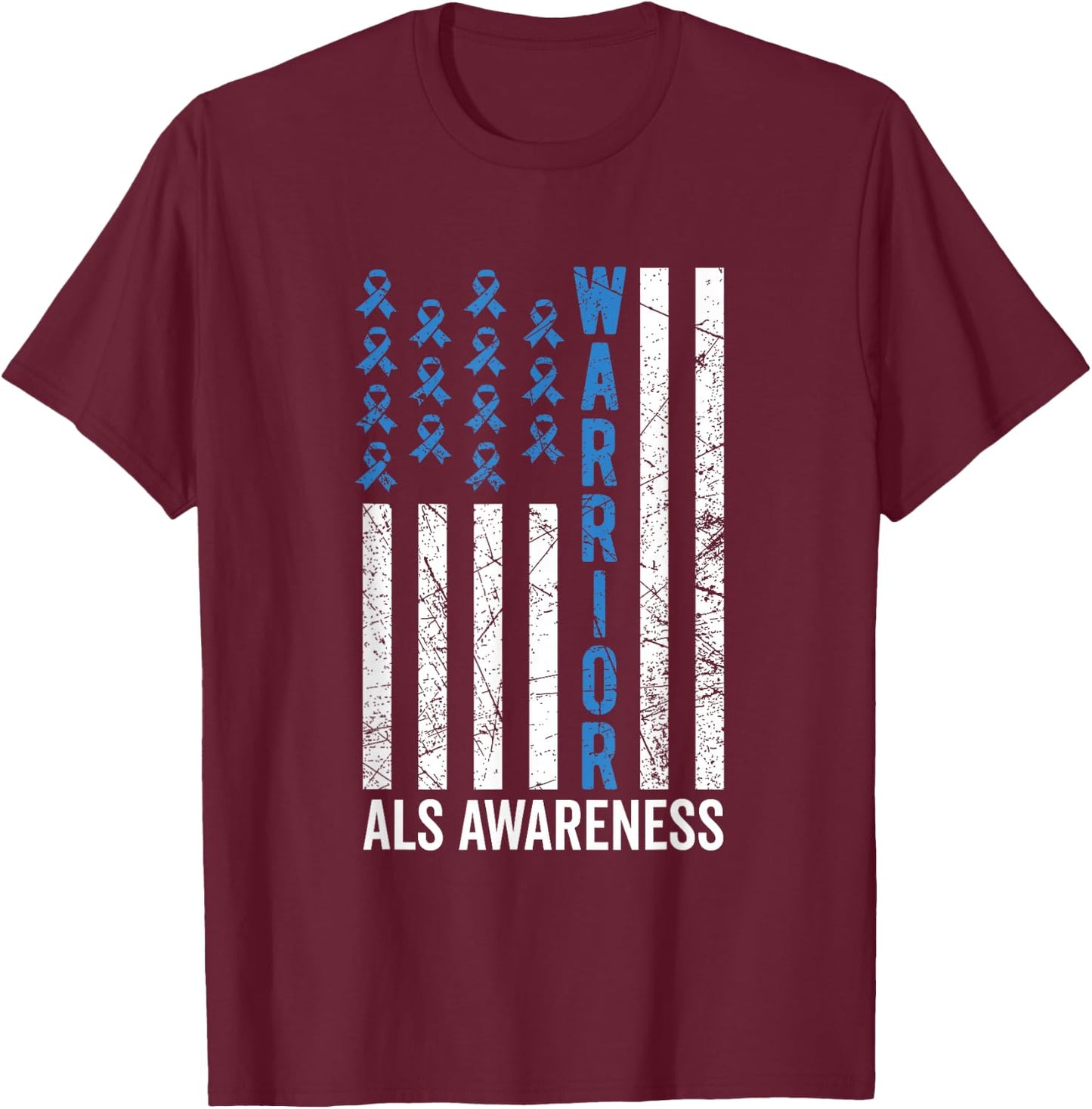 Blue Warrior & Men ALS Awareness T-Shirt - T-Shirt | Maroon