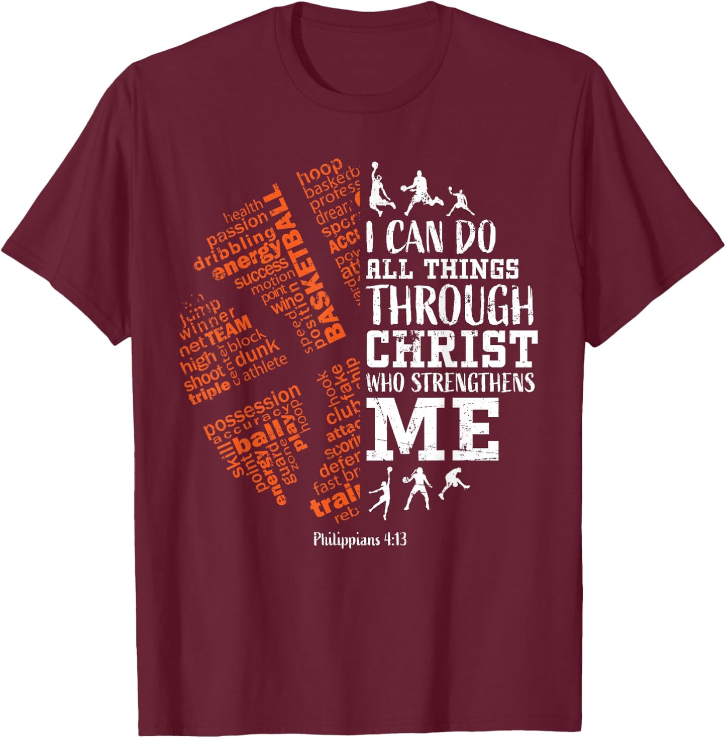 Christian Basketball Bible Verses Men Women Gifts T-Shirt - T-Shirt | Maroon