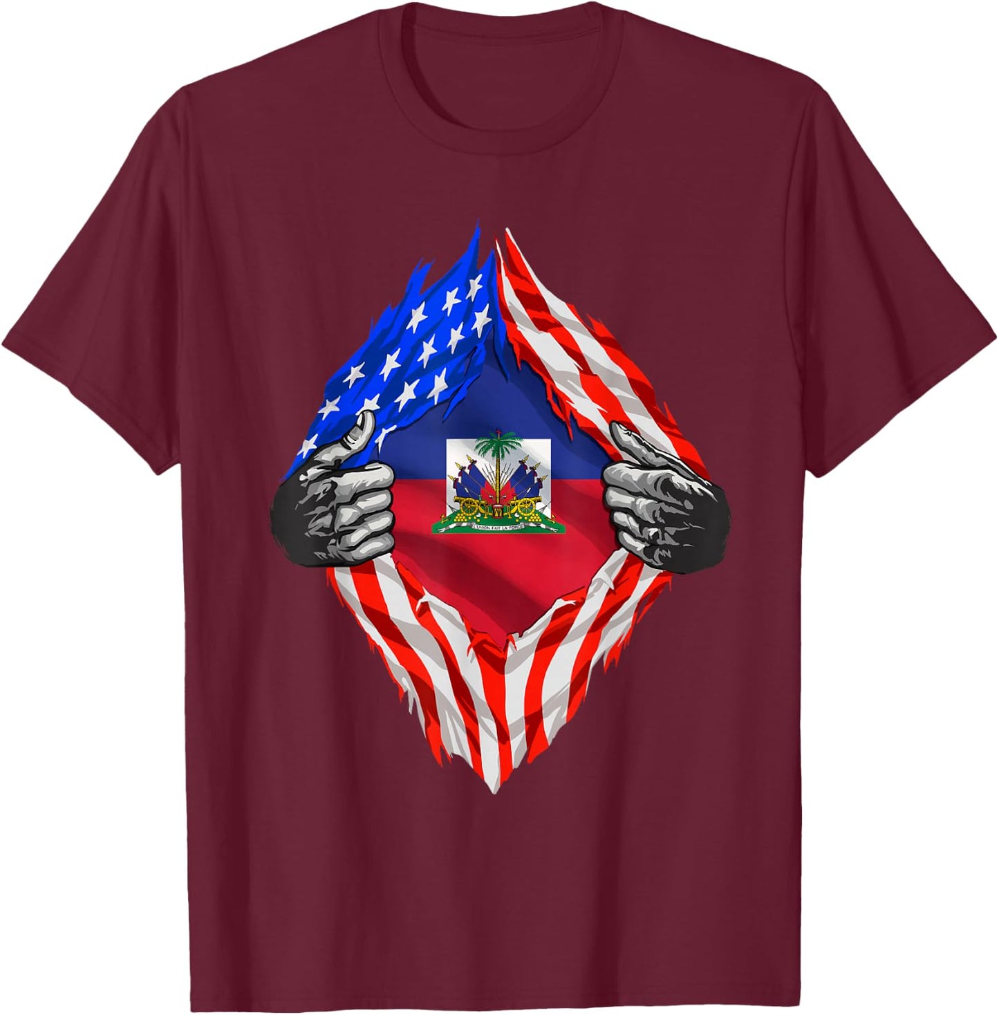 Haiti Shirt American Haitian Flag Day Shirt Haiti Roots T-Shirt - T-Shirt | Maroon