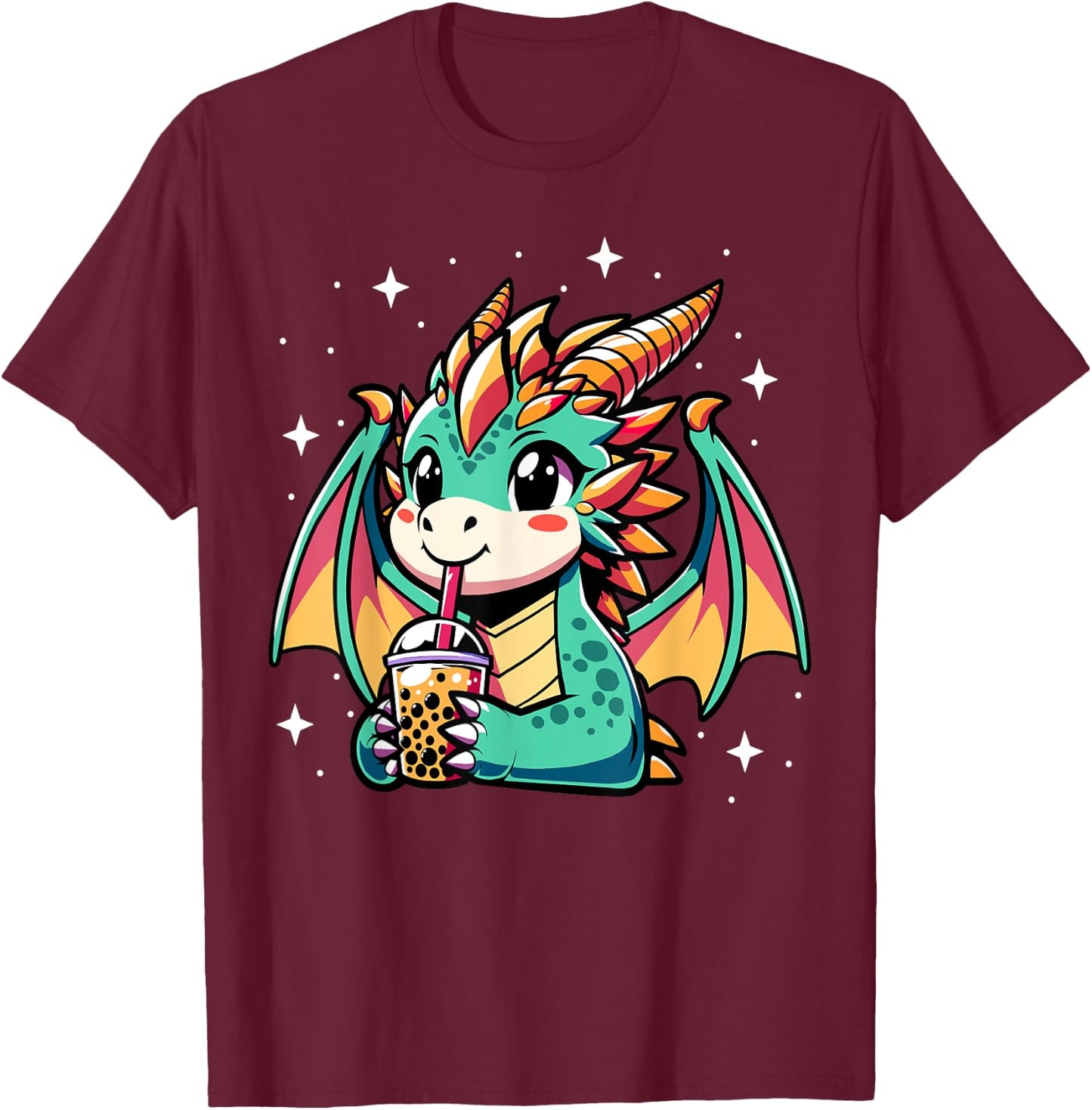 Dragon Drinking Boba Tea Bubble Tea Kawaii Anime Lover Kids T-Shirt - T-Shirt | Maroon