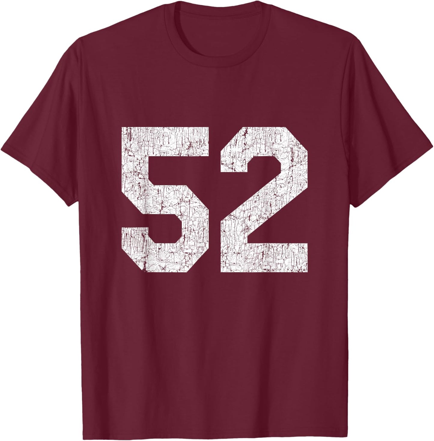 #52 Jersey Uniform Varsity Sports Number, 52nd Birthday T-Shirt - T-Shirt | Maroon