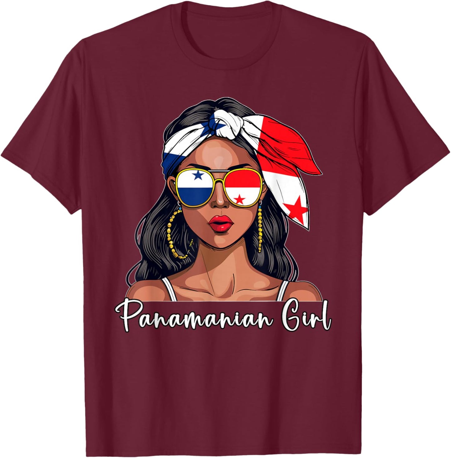 Panamanian Souvenirs Products Woman Flag Girl Panama T-Shirt - T-Shirt | Maroon