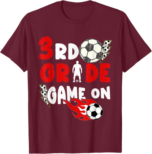 3rd Grade Game On Funny Soccer First Day of School Boys T-Shirt - T-Shirt | Maroon