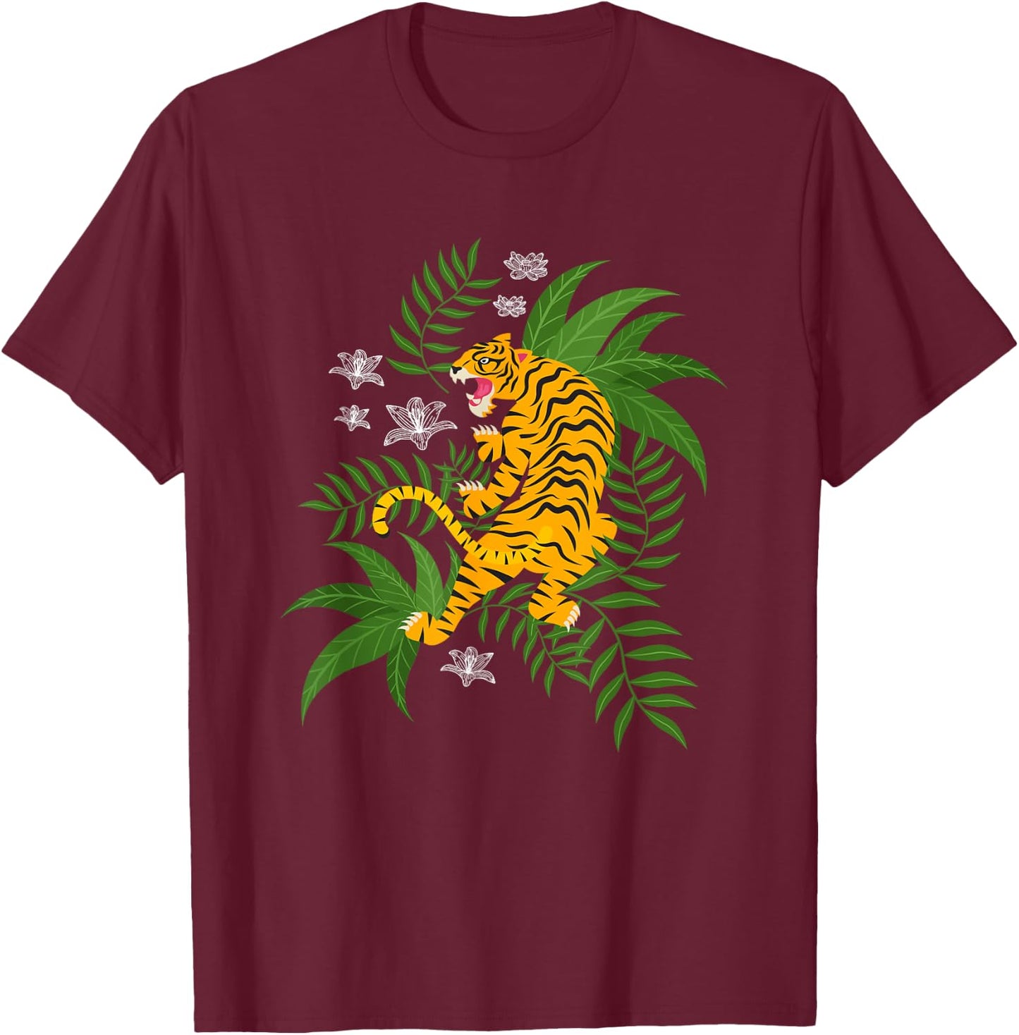 Tiger Stripes Wild Cat Tiger T-Shirt - T-Shirt | Maroon