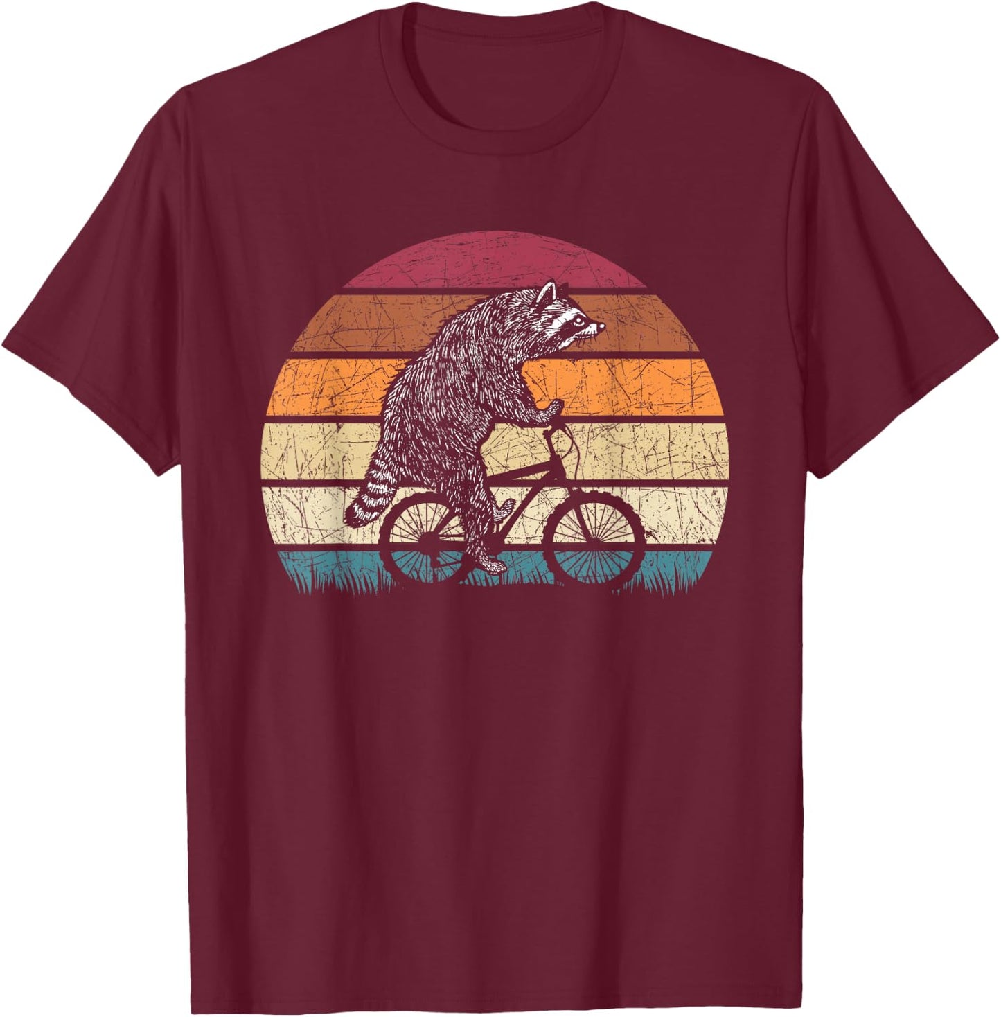Bicycle Trash Panda Retro Cyclist Gift Racoon T-Shirt - T-Shirt | Maroon