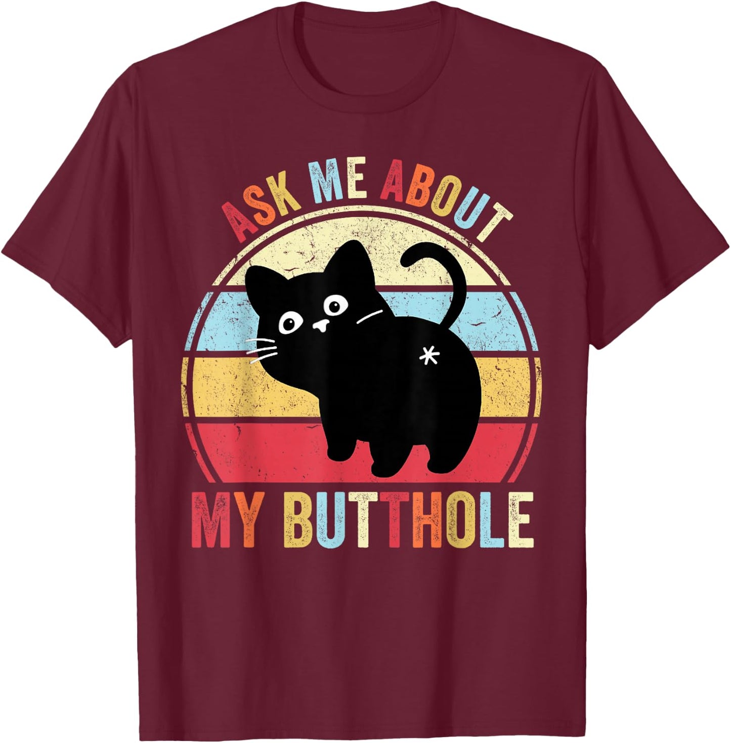 Meowlicious Black Cat - , Adult, Cat Lovers, Small, , Short Sleeve T-Shirt - T-Shirt | Maroon