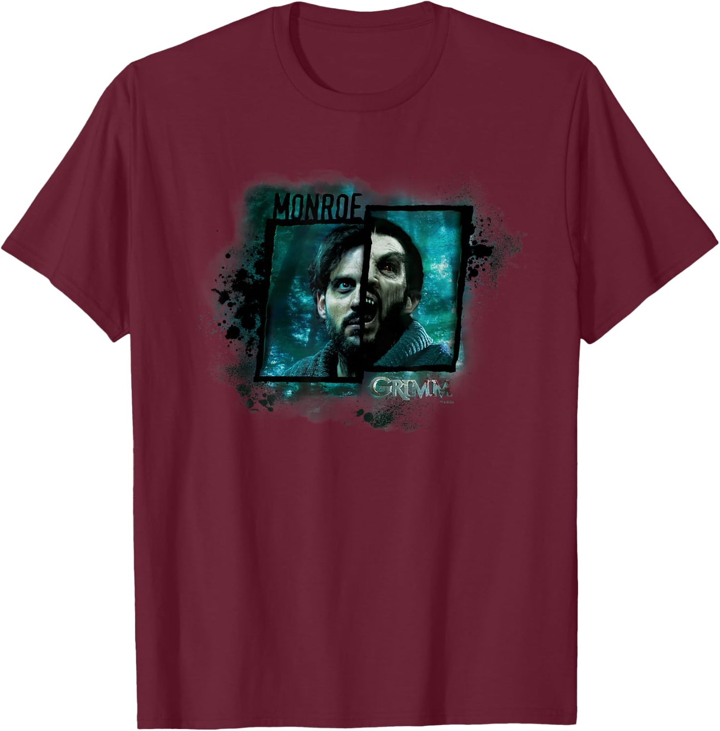 NBC Grimm Monroe Wesen - Black, -Adults, Small, , Short Sleeve, Modern, Casual, Movie, Halloween, Christmas T-Shirt - T-Shirt | Maroon