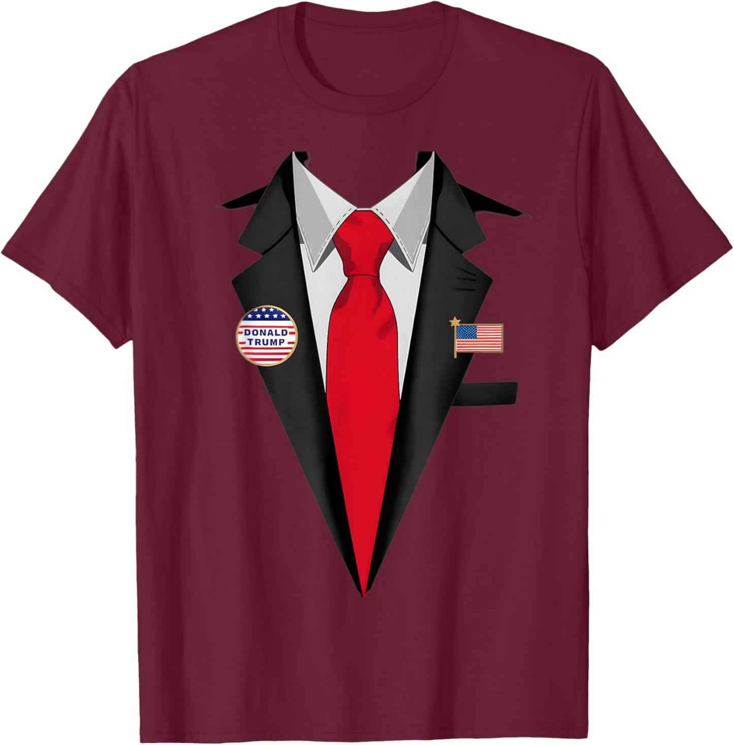 Donald Trump Suit and Tie Halloween Costume T-Shirt - T-Shirt | Maroon
