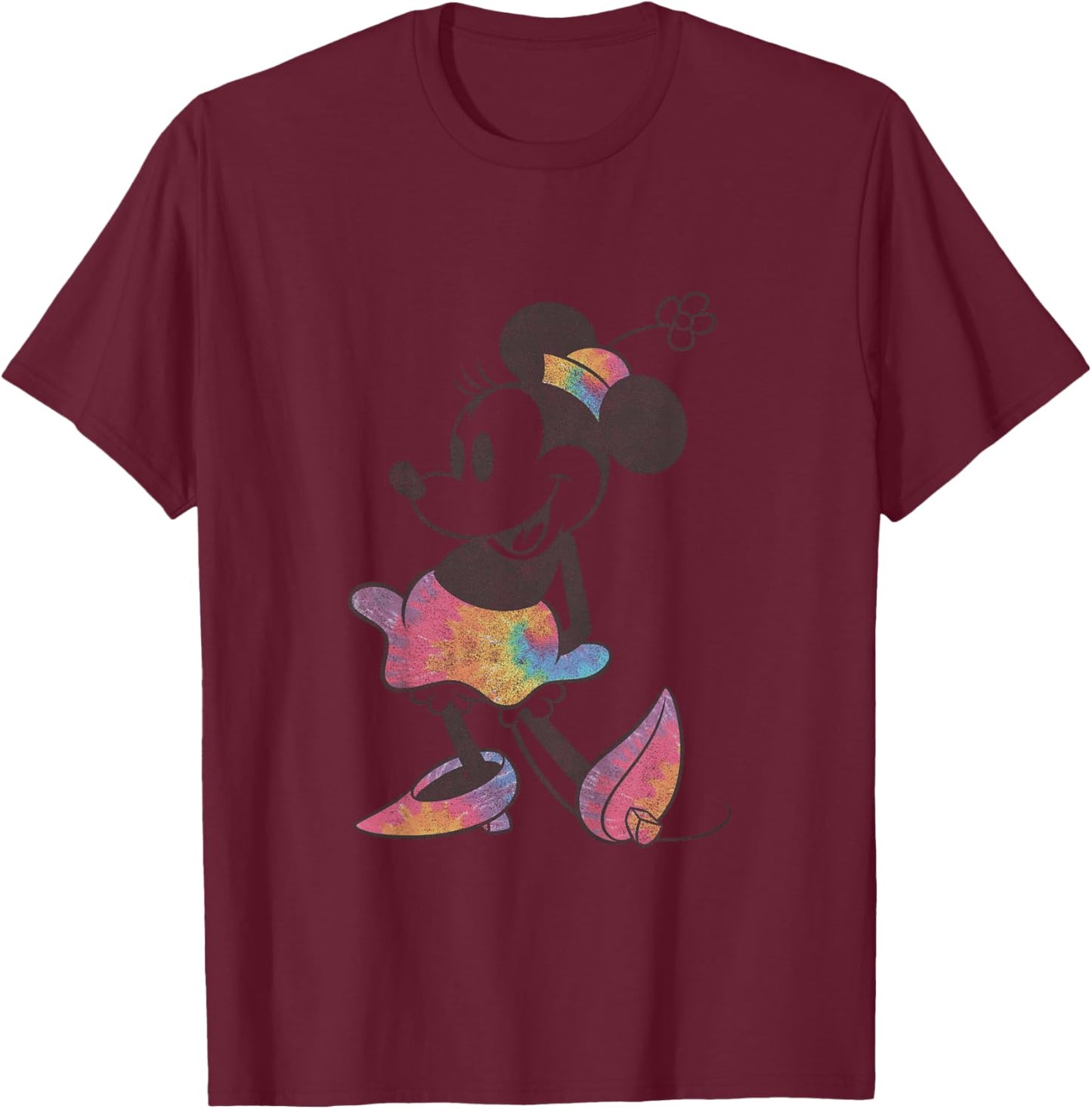 Kids Disney Mickey And Friends Classic Minnie Mouse Color Tie Dye T-Shirt - T-Shirt | Maroon