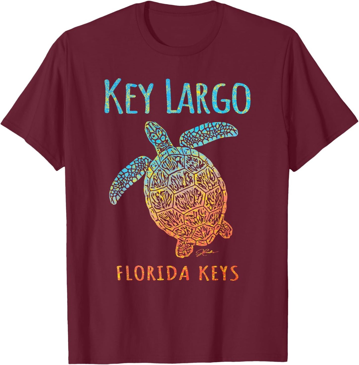 JCombs: Key Largo, FL, Sea Turtle, Beach T-Shirt - T-Shirt | Maroon