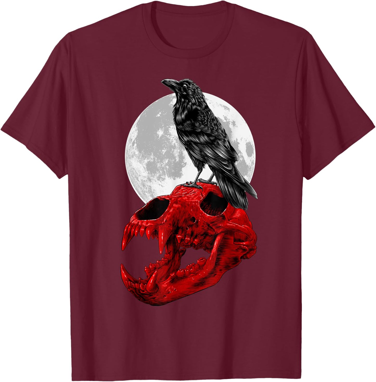 Raven skull T-Shirt - T-Shirt | Maroon