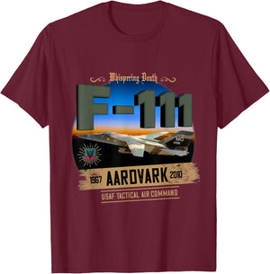 TSH Designs F-111 Aardvark Adult Black Cotton 100% Short Sleeve Classic Fit T-Shirt - T-Shirt | Maroon
