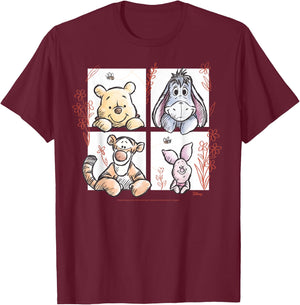 Winnie the Pooh - Pooh Eeyore Tigger And Piglet T-Shirt - T-Shirt | Maroon