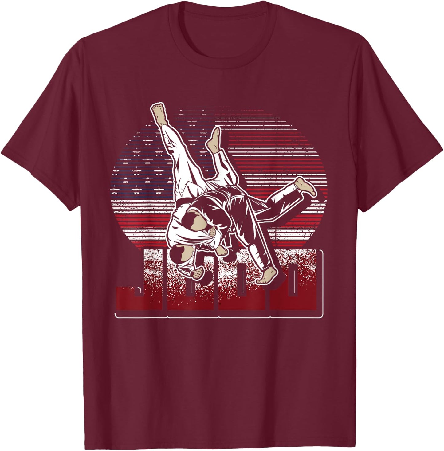 Martial Artist Gift Patriotic American Judoka USA Flag Judo Women Kids Men T-Shirt - T-Shirt | Maroon